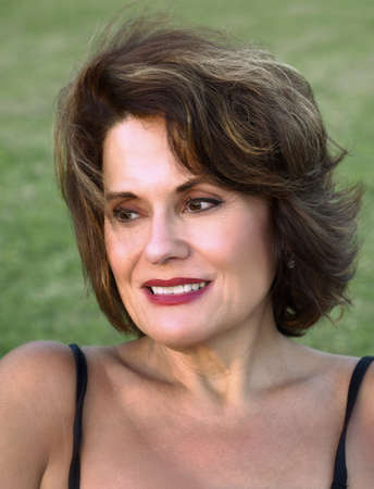 Outdooor mature woman Boob mom nylons